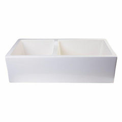 ALFI 36" Smooth Thick Wall Fireclay Double Bowl Farm Sink - AB3618DB - The Home Selection