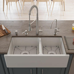 ALFI 36" Smooth Thick Wall Fireclay Double Bowl Farm Sink - AB3618DB - The Home Selection