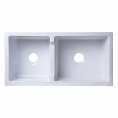 ALFI 36" Smooth Thick Wall Fireclay Double Bowl Farm Sink - AB3618DB - The Home Selection