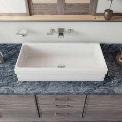 ALFI 36" White Above Mount Fireclay Bath Trough Sink - AB36TR - The Home Selection