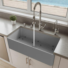 ALFI 36" x 18" Smooth Apron Single Bowl Fireclay Farm Sink - ABF3618 - The Home Selection