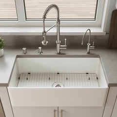 ALFI 36" x 18" Smooth Apron Single Bowl Fireclay Farm Sink - ABF3618 - The Home Selection