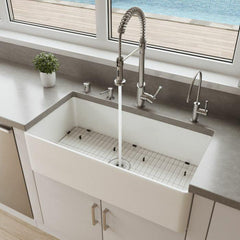ALFI 36" x 18" Smooth Apron Single Bowl Fireclay Farm Sink - ABF3618 - The Home Selection