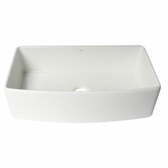 ALFI 36" x 20" White Smooth Curved Apron Single Bowl Fireclay Farm Sink - ABFC3620S-W - The Home Selection