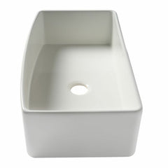 ALFI 36" x 20" White Smooth Curved Apron Single Bowl Fireclay Farm Sink - ABFC3620S-W - The Home Selection