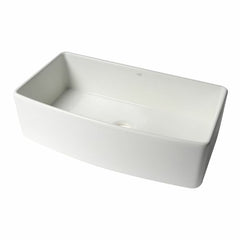 ALFI 36" x 20" White Smooth Curved Apron Single Bowl Fireclay Farm Sink - ABFC3620S-W - The Home Selection