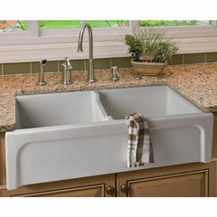 ALFI 39" Apron Thick Wall Fireclay Double Bowl Farm Sink - AB3918ARCH - The Home Selection