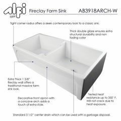 ALFI 39" Apron Thick Wall Fireclay Double Bowl Farm Sink - AB3918ARCH - The Home Selection
