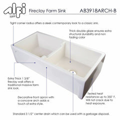 ALFI 39" Apron Thick Wall Fireclay Double Bowl Farm Sink - AB3918ARCH - The Home Selection