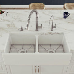 ALFI 39" Smooth Thick Wall Fireclay Double Bowl Farm Sink - AB3918DB - The Home Selection