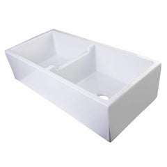 ALFI 39" Smooth Thick Wall Fireclay Double Bowl Farm Sink - AB3918DB - The Home Selection