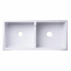 ALFI 39" Smooth Thick Wall Fireclay Double Bowl Farm Sink - AB3918DB - The Home Selection