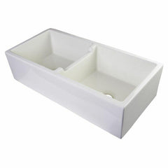 ALFI 39" Smooth Thick Wall Fireclay Double Bowl Farm Sink - AB3918DB - The Home Selection