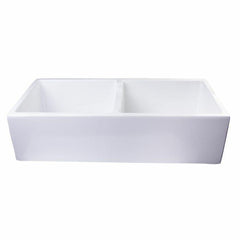 ALFI 39" Smooth Thick Wall Fireclay Double Bowl Farm Sink - AB3918DB - The Home Selection