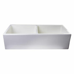 ALFI 39" Smooth Thick Wall Fireclay Double Bowl Farm Sink - AB3918DB - The Home Selection