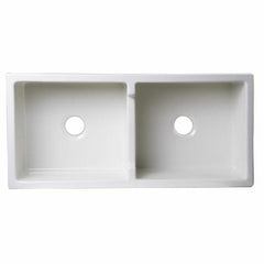 ALFI 39" Smooth Thick Wall Fireclay Double Bowl Farm Sink - AB3918DB - The Home Selection