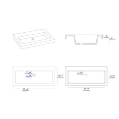 ALFI 40" Solid Concrete Gray Matte Trough Sink for the Bathroom - ABCO40TR - The Home Selection