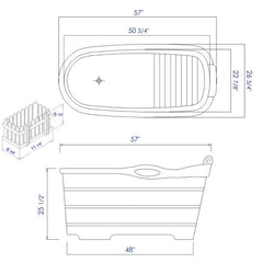ALFI 57" Free Standing Wooden Soaking Bathtub with Headrest - AB1187 - The Home Selection