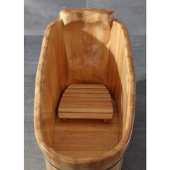 ALFI 57" Free Standing Wooden Soaking Bathtub with Headrest - AB1187 - The Home Selection