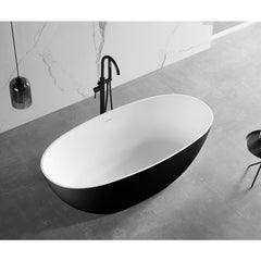 ALFI 59" Black & White Matte Oval Solid Surface Resin Soaking Bathtub - AB9975BM - The Home Selection