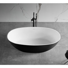ALFI 59" Black & White Matte Oval Solid Surface Resin Soaking Bathtub - AB9975BM - The Home Selection
