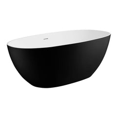 ALFI 59" Black & White Matte Oval Solid Surface Resin Soaking Bathtub - AB9975BM - The Home Selection
