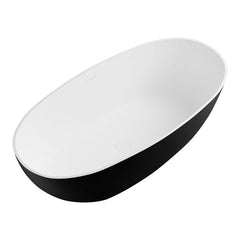 ALFI 59" Black & White Matte Oval Solid Surface Resin Soaking Bathtub - AB9975BM - The Home Selection