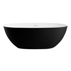 ALFI 59" Black & White Matte Oval Solid Surface Resin Soaking Bathtub - AB9975BM - The Home Selection