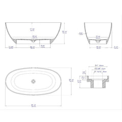 ALFI 59" Black & White Matte Oval Solid Surface Resin Soaking Bathtub - AB9975BM - The Home Selection