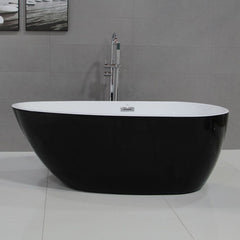 ALFI 59" Black & White Oval Free Standing Soaking Bathtub - AB8862 - The Home Selection
