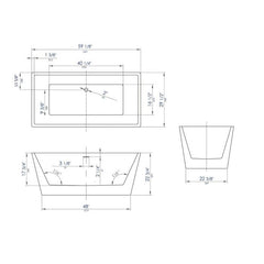 ALFI 59" Black & White Rectangular Acrylic Soaking Bathtub - AB8834 - The Home Selection