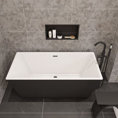 ALFI 59" Black & White Rectangular Acrylic Soaking Bathtub - AB8834 - The Home Selection