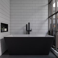 ALFI 59" Black & White Rectangular Acrylic Soaking Bathtub - AB8834 - The Home Selection