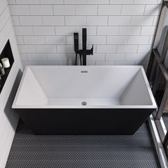 ALFI 59" Black & White Rectangular Acrylic Soaking Bathtub - AB8834 - The Home Selection