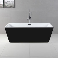 ALFI 59" Black & White Rectangular Acrylic Soaking Bathtub - AB8834 - The Home Selection