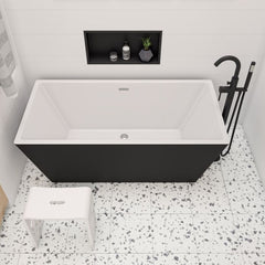 ALFI 59" Black & White Rectangular Acrylic Soaking Bathtub - AB8834 - The Home Selection