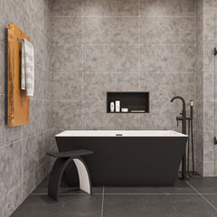ALFI 59" Black & White Rectangular Acrylic Soaking Bathtub - AB8834 - The Home Selection