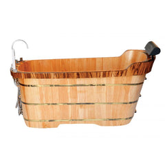 ALFI 59'' Free Standing Wooden Bathtub with Tub Filler - AB1148 - The Home Selection
