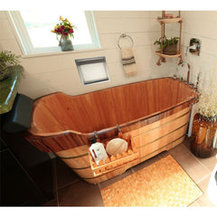 ALFI 59'' Free Standing Wooden Bathtub with Tub Filler - AB1148 - The Home Selection