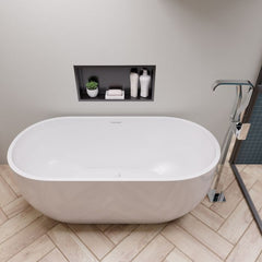 ALFI 59" White Oval Acrylic Free Standing Soaking Bathtub - AB8838 - The Home Selection