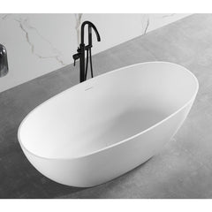 ALFI 59" White Oval Solid Surface Resin Soaking Bathtub - AB9975 - The Home Selection