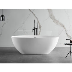 ALFI 59" White Oval Solid Surface Resin Soaking Bathtub - AB9975 - The Home Selection
