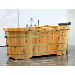 ALFI 61'' Free Standing Cedar Wooden Bathtub with Tub Filler - AB1136 - The Home Selection