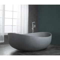 ALFI 63" Solid Concrete Gray Matte Oval Bathtub - ABCO63TUB - The Home Selection