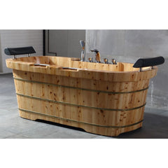 ALFI 65" 2 Person Free Standing Cedar Wooden Bathtub with Fixtures & Headrests - AB1130 - The Home Selection