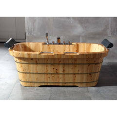ALFI 65" 2 Person Free Standing Cedar Wooden Bathtub with Fixtures & Headrests - AB1130 - The Home Selection