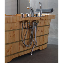 ALFI 65" 2 Person Free Standing Cedar Wooden Bathtub with Fixtures & Headrests - AB1130 - The Home Selection