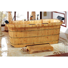 ALFI 65" 2 Person Free Standing Cedar Wooden Bathtub with Fixtures & Headrests - AB1130 - The Home Selection