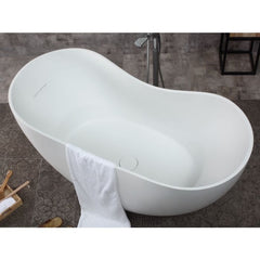 ALFI 66" White Solid Surface Smooth Resin Soaking Bathtub - AB9949 - The Home Selection