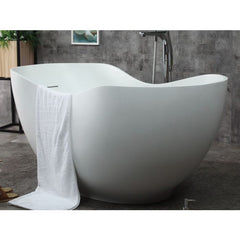 ALFI 66" White Solid Surface Smooth Resin Soaking Bathtub - AB9949 - The Home Selection
